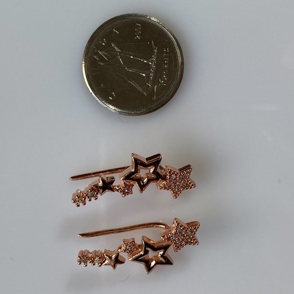 Rose Gold Shooting Stars Climber Earrings - Picture 10 of 10